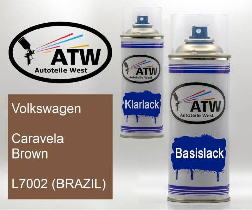 Volkswagen, Caravela Brown, L7002 (BRAZIL): 400ml Sprühdose + 400ml Klarlack - Set, von ATW Autoteile West.